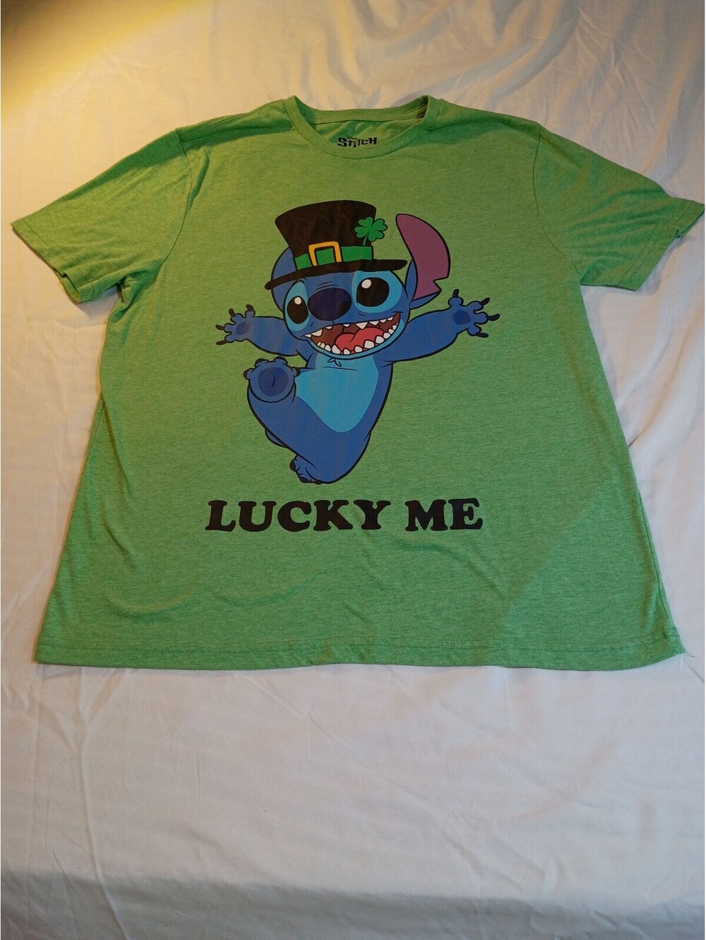 Disney Stitch Lucky Me Green T-Shirt Size Large